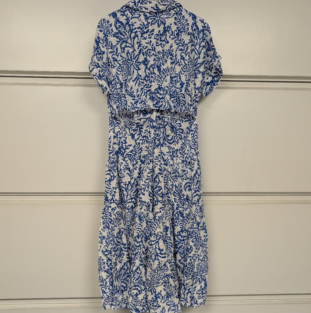 ZARA BLUE OPENWORK EMBROIDERY EMBROIDERED MIDI DRESS BUTTONS M,L,XL 3077/615 - Picture 15 of 17